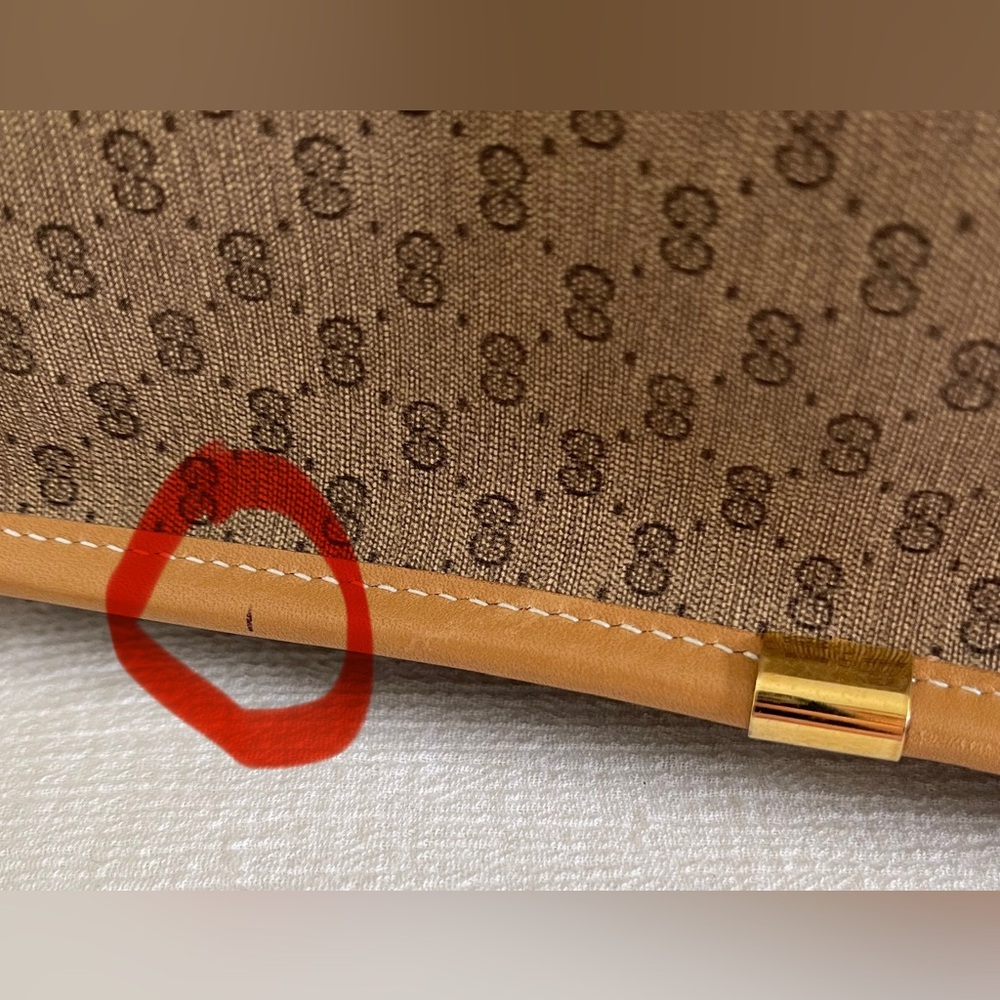 Pristine Vtg Gucci Tan PVC Micro GG Monogram Messenger Shoulder Bag & Pouch - Picture 10 of 16